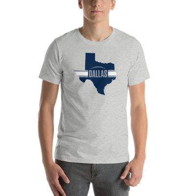 Dallas-Football-Texas-Outline-Short-Sleeve-Unisex-T-Shirt-Blue-Design