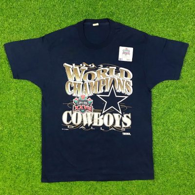 Vintage-Dallas-Cowboys-T-Shirt-90s-World-Champions-NFL-Large-Made-in-USA-Super-Bowl-XXVII-1992-Texas-Paper-Thin-Single-Stitch-Football